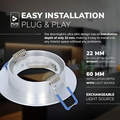 Set van 6 Chandler LED inbouwspots - GU10 4 Watt 345 lumen - 2700K Warm wit - Dimbaar - Rond - Kantelbaar - IP20 Voor binnen - Aluminium
