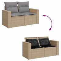 6-delige Loungeset met kussens poly rattan beige - thumbnail