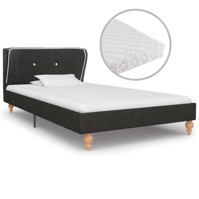 vidaXL Bed met matras jute donkergrijs 90x200 cm vidaXL Bed met matras jute donkergrijs 90x200 cm