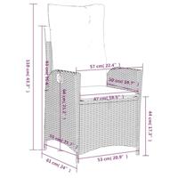Tuinstoel verstelbaar met kussens poly rattan zwart - thumbnail