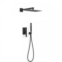 Regendoucheset Inbouw Tres Slim Exclusive Met Wandarm en Handdoucheset met Staafhanddouche Mat Zwart Tres - thumbnail