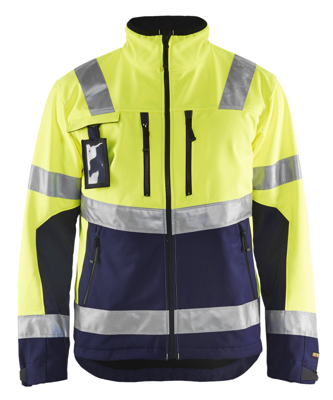 Blåkläder Softshell jack High-Vis 49002517 | High Vis Geel/Marineblauw | Maat S - 7330509389980 Blåkläder Softshell jack High-Vis 49002517 | High Vis Geel/Marineblauw | Maat S - 7330509389980