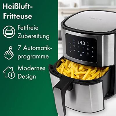 Profi Cook PC-FR 1239 H Airfryer 5.5 l RVS, Zwart