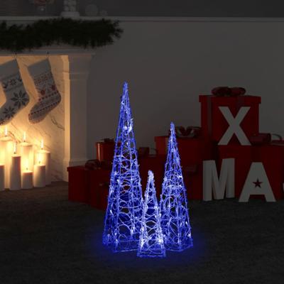 Lichtkegelset decoratief LED 30/45/60 cm acryl blauw Lichtkegelset decoratief LED 30/45/60 cm acryl blauw