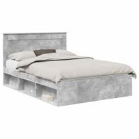 Bedframe met hoofdeinde Beton 160 x 200 cm Massief grenenhout - thumbnail
