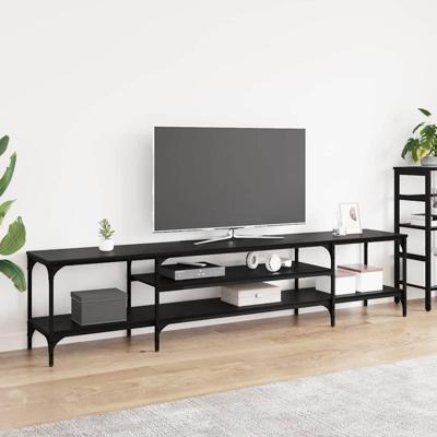 TV-kast Zwart Eiken 201 x 35 x 45 cm Gemonteerd hout en ijzer
