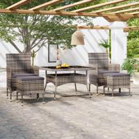 5-delige Tuinset poly rattan en gehard glas grijs - thumbnail