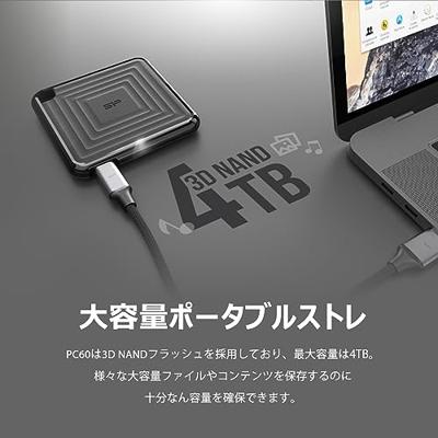 Silicon Power CP60 2 TB USB Type-a naar USB Type-C 3.2 Gen 2 (3.1 Gen 2) Zwart