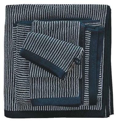 Marc O'Polo Marc O'Polo Timeless Tone Stripe Gastendoek Marine/Silver 30x50