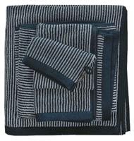Marc O'Polo Marc O'Polo Timeless Tone Stripe Gastendoek Marine/Silver 30x50 - thumbnail