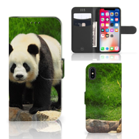Apple iPhone X | Xs | Telefoonhoesje | Met pasjeshouder | Panda - thumbnail