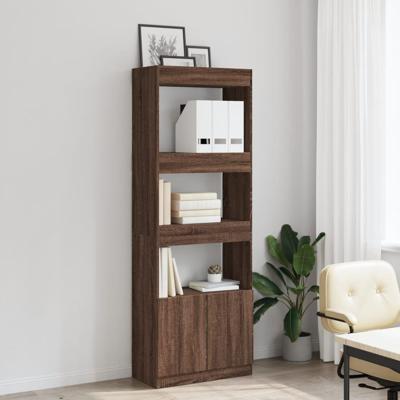 Hoge kast 63x33x180 cm bewerkt hout bruin eikenkleurig