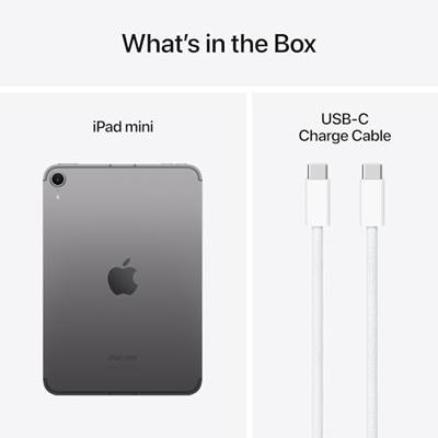 Apple iPad mini (A17 Pro): 8,3‑inch Liquid Retina-display, 128 GB, wifi 6E + 5G mobiel internet, 12‑MP camera aan de voorkant/12‑MP camera aan de achterkant, Touch ID – Spacegrijs