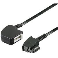 Goobay 50242 TAE-F verlenging 4-polig, TAE-F-stekker voor TAE-F-aansluiting, 3 m ronde kabel; zwart
