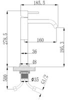 Wastafelmengkraan Opbouw Wiesbaden Style XL Uitloop 19.5 cm 1-hendel Geborsteld Messing Goud - thumbnail