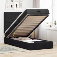 Ottoman bed met matras en LED's 90x190cm stof zwart - thumbnail