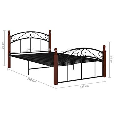 Bedframe metaal en massief eikenhout zwart 120x200 cm Bedframe metaal en massief eikenhout zwart 120x200 cm