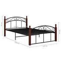 Bedframe metaal en massief eikenhout zwart 120x200 cm - thumbnail