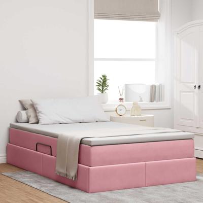 Opbergbed met matras met matras Roze 120 x 190 cm Fluweel