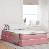 Opbergbed met matras met matras Roze 120 x 190 cm Fluweel - thumbnail