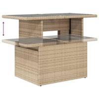 8-delige Loungeset met kussens poly rattan beige - thumbnail