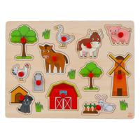 Houten knoppuzzel Boerderij 30x23cm - thumbnail