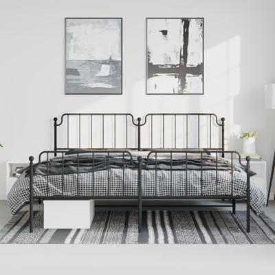 Bedframe met hoofd- en voeteneindemetaal zwart 193x203 cm Bedframe met hoofd- en voeteneindemetaal zwart 193x203 cm