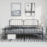 Bedframe met hoofd- en voeteneindemetaal zwart 193x203 cm - thumbnail