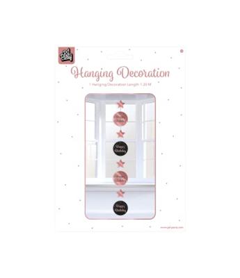 Hangdecoratie Happy Birthday Roségoud/Zwart (1,2m)
