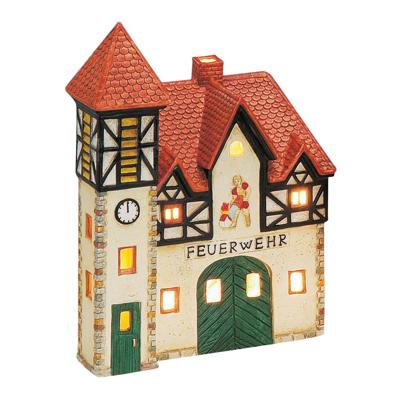 Wurm Lichthaus "Fire Department" van porselein, Kleurrijk (B/H/D) 16x22x10cm