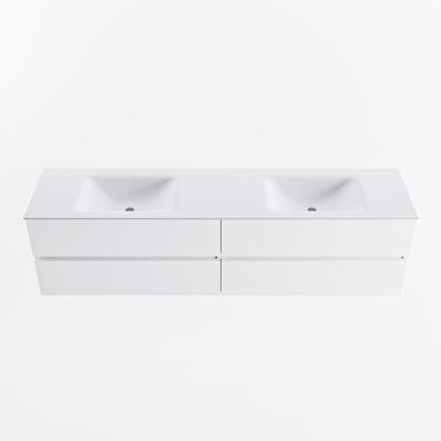 MONDIAZ VICA 190cm badmeubel onderkast Talc 4 lades. Wastafel CLOUD dubbel zonder kraangat, kleur Talc.