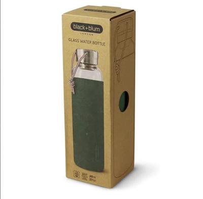 Zwarte+Blum Glazen Waterfles - 0,6 liter - Olijf