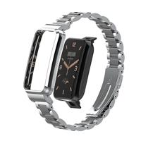 Metalen schakelband met case - Zilver met zwart - Xiaomi Smart band 7 Pro - thumbnail