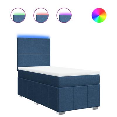 Boxspring met matras stof blauw 100x200 cm - thumbnail