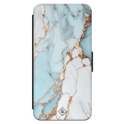 iPhone 16 Pro flipcase - Marmer lichtblauw iPhone 16 Pro flipcase - Marmer lichtblauw