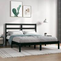 Bedframe massief grenenhout zwart 140x190 cm - thumbnail