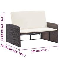 2-delige Loungeset met kussens poly rattan bruin - thumbnail