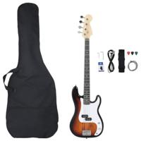 VidaXL Basgitaar voor beginners elektrisch met tas 4/4 46" bruin wit - thumbnail