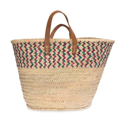 Palmblad tas met gekleurd vlechtwerk