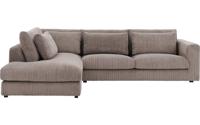 Goossens Bank Ravenia bruin, stof, 3-zits, stijlvol landelijk met ligelement links - thumbnail