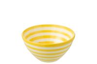 J-Line Bowl Granada Stripes High Ceramic White|Yellow Medium - thumbnail