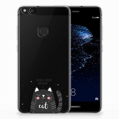 Huawei P10 Lite Telefoonhoesje met Naam Cat Good Day Huawei P10 Lite Telefoonhoesje met Naam Cat Good Day