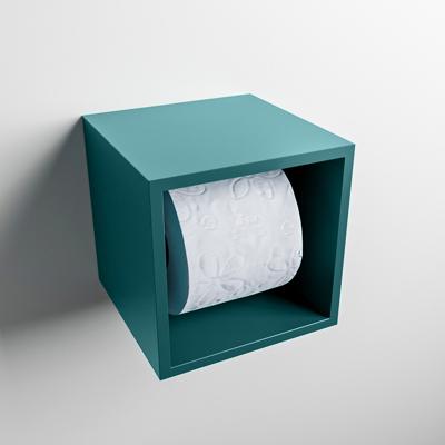MONDIAZ Easy Toiletrolhouder CUBE 160 solid surface 16x16cm kleur Smag. Geschikt voor op en inbouw.