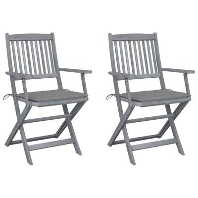 Tuinstoelen 2 st inklapbaar met kussens massief acaciahout Tuinstoelen 2 st inklapbaar met kussens massief acaciahout