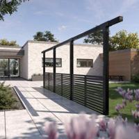 Zwart Houten Enkele Pergola 664 CM Met Tokyo Tuinschermen - thumbnail