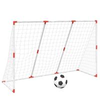 VidaXL Kindervoetbaldoel met ballen 2-in-1 184x64x124 cm wit - thumbnail