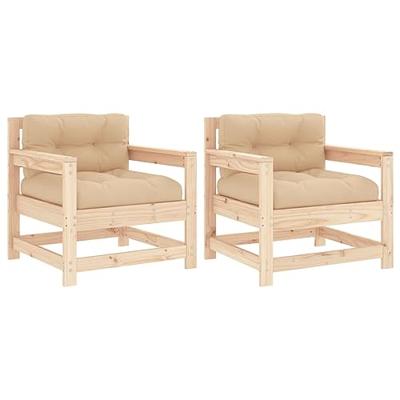 Tuinstoelen 2 st met kussens massief grenenhout
