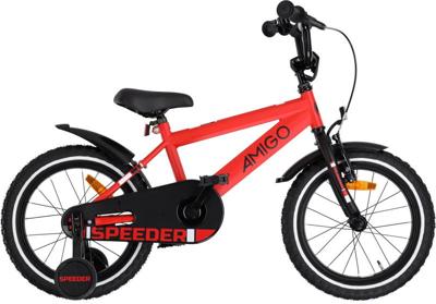 AMIGO Speeder 16 Inch Jongens Terugtraprem Rood/Zwart AMIGO Speeder 16 Inch Jongens Terugtraprem Rood/Zwart