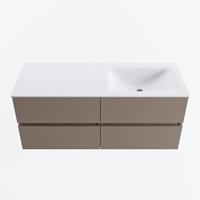 MONDIAZ VICA 120cm badmeubel onderkast Smoke 4 lades. Wastafel CLOUD rechts zonder kraangat, kleur Talc. - thumbnail