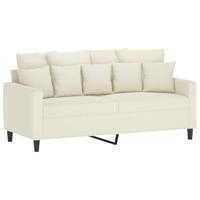 3-delige Loungeset met kussens fluweel crèmekleurig - thumbnail